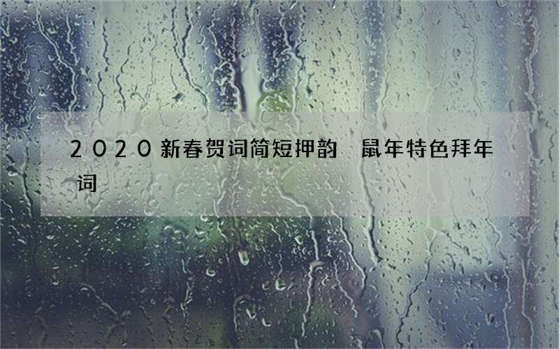 2020新春贺词简短押韵 鼠年特色拜年词